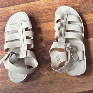 Kids Neutral Beige Gladiator Sandals - Stylish Strappy Summer Shoes